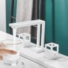 Dual Handles Black Bathroom Basin Faucet Hollow Geometric Design Sink Tap