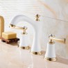 Titanium Finish Double Knobs Basin Faucet Widespread 3 Holes Sink Mixer Tap