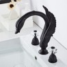 3 Pieces Swan Shape Widespread Bathroom Sink Faucet with 2 Handles Vanity Basin Mixer Tap