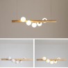 For Living Room Led Magic Bean Pendant Light Wood Strip Hanging Lamp