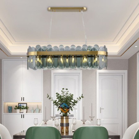 Unique Color Rectangle Ceiling Light Living Room Kitchen Island Minimalist LED Glass Pendant Light
