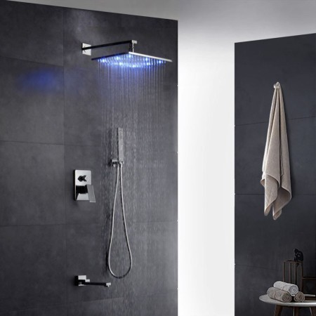 Concealed Installation Chrome LED Shower Faucet System Shower Set 8/10/12 Inch Shower Head Available