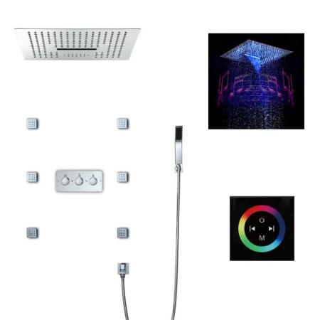 16-Inch LED Ceiling Mount Shower System with Bluetooth Music Control and Infrared Remote