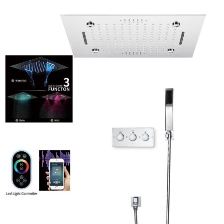 20-Inch LED Ceiling Mount Shower System with Bluetooth Music Control and Infrared Remote