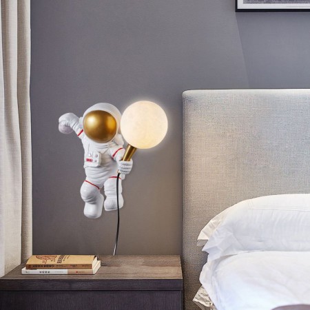 For Kids Bedroom, Modern Wall Sconce Creative Astronaut Resin Wall Light