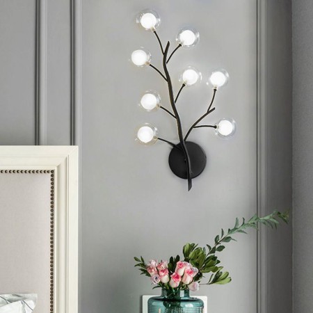 Wrought Iron Branch Sconce Light Living Room Bedroom Modern LED Wall Lamp