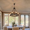 6 Light Decor Light Fixture Living Room Kitchen Farmhouse Rustic Wood Pendant Lamp