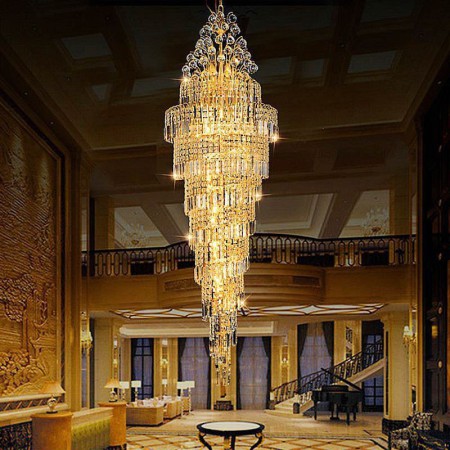 European Luxury Long Pendant Hotel Lobby Villa Elegant Crystal Empire Chandelier