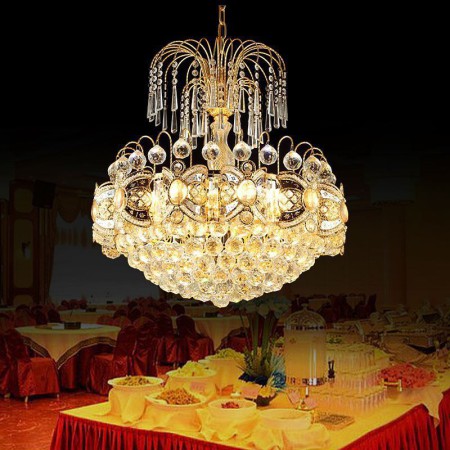 Classic Gold Color Pendant Light Living Room Bedroom Graceful Crystal Chandelier