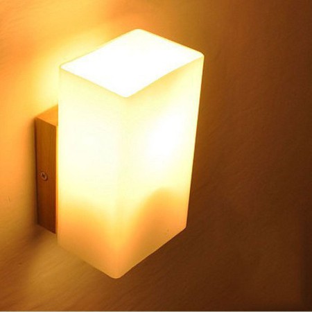 Sconce Light Nordic Wood Wall Lamp Glass Lamphade Living Room Bedroom