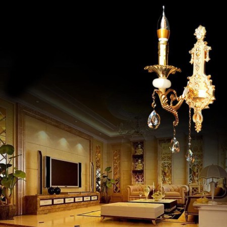 Luxurious Wall Sconce Crystal Drop Lamp Bedside Hallway Lighting European Wall Lamp