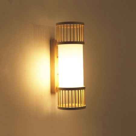 Creative Round Wall Sconce Bedside Stairs Hallway Lighting Vertical Bamboo Wall Light