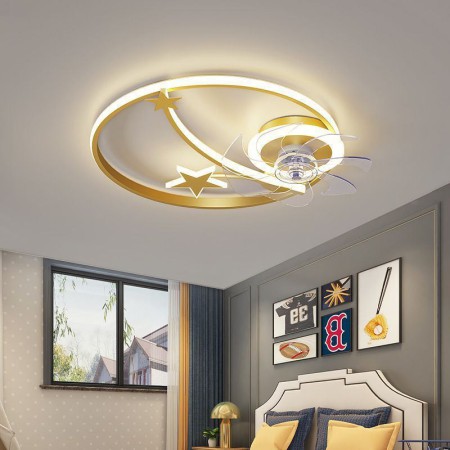 Creativity Ceiling Lamp For Living Room Bedroom LED Moon Star Ceiling Fan Light