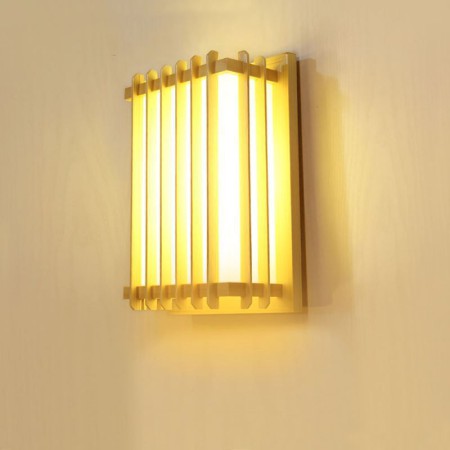 LED Wall Sconce Creative Wooden Wall Light Bedside Hallway Decorative Lighting Fence Design