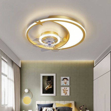 Creativity LED Moon Ceiling Fan Light For Living Room Bedroom