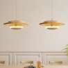 Frisbee Pendant Light Style Wood Hanging Light For Living Room Bedroom