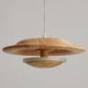 Frisbee Pendant Light Style Wood Hanging Light For Living Room Bedroom