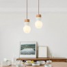 Glass Kettle Hanging Light For Living Room Bedroom Wood Pendant Light