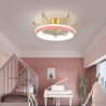 Crown Shape LED Chandelier with Remote Control Gold Fan Light for Living Room