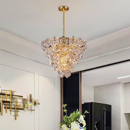 For Living Room Bedroom European Glass Pendant Light Modern Cone Shape Chandelier