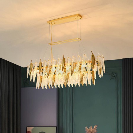 Feather Oval Pendant Light in Artistic Glass Chandelier