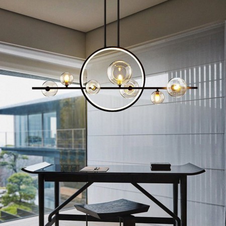 Living Rooms, Bedrooms, and Kitchens Modern Metal Chandelier Clear Glass Bubbles Pendant Lamp