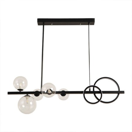 Black Long Bracket Lamp with Modern Glass Bubble Dining Room Pendant Light