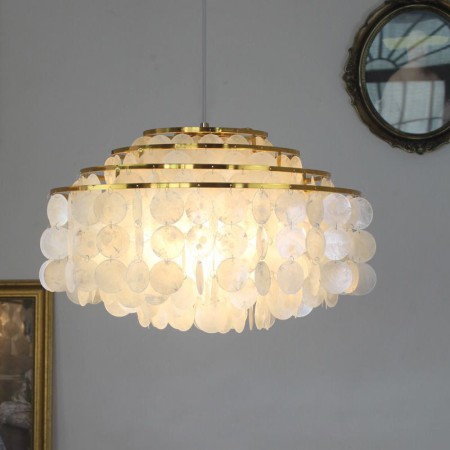White Shell Shade Ceiling Pendant Lighting For Dining Room Modern Raindrop Chandelier