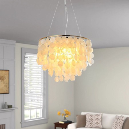 Pendant Light Chandeliers For Bedroom Living Room Modern White Shell Ceiling Light Fixture