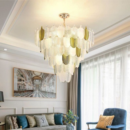 Crystal Elegant Leaf Pendant Light Living Room Ceiling Pendant Light