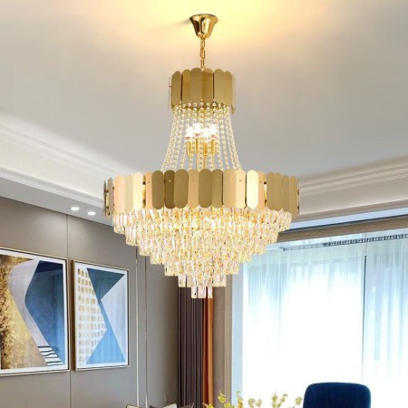 Bedroom Dinning Room Modern Crystal Gold K9 Hanging Pendant Ceiling Light