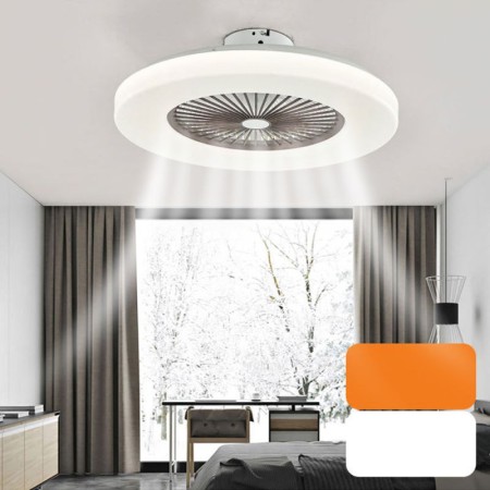Remote Controlled LED Fan Ceiling Light 3-Speed Trichromatic Dimming Lamp