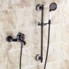 Bathroom Shower Faucet Set with Handheld Sprayer and Tub Filler in Antique Brass Slider Bar Shower System