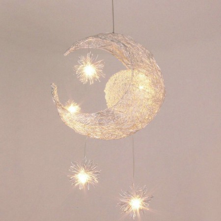 Moon Star Ceiling Light with 5 Lights for Bedroom and Kids Room