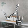Foldable Brass Kitchen Sink Faucet in Black/Chrome/Nickel Brushed Finishes