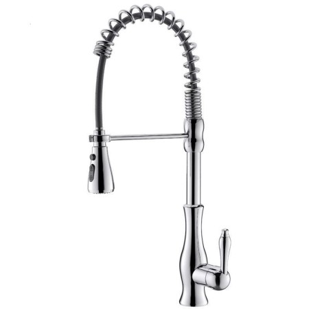 Chrome Brushed Gold Black Spring Pull Out Kitchen Faucet Brass Sink Tap with 3-Function Sprayer