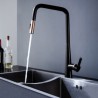 Single Handle Deck Mounted Black Kitchen Mixer Tap with Pull Out Spray