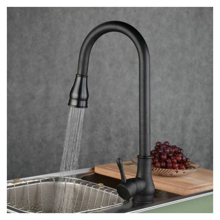 Black Single Handle Kitchen Faucet Mixer with Pull Out Sprayer