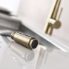 Brushed Gold Curved Kitchen Sink Tap Brass Pull-Out Kitchen Faucet