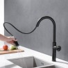 Industrial Style Black Brass Pull-Out Kitchen Faucet with Multifunctional Spout Tap