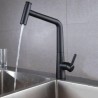 Brushed Nickel/Black Pull-Out Brass Kitchen Faucet Rotatable Kitchen Sink Tap