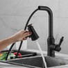 Swivel Kitchen Tap Black Brass Pull-Out Kitchen Faucet