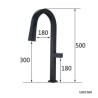 Black Brass Square Mixer Tap Pull-Out Kitchen Faucet