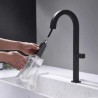 Black Brass Square Mixer Tap Pull-Out Kitchen Faucet