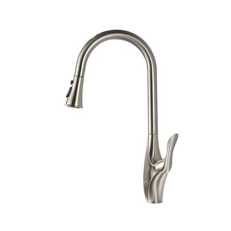 Brushed Nickel Finish Brass Kitchen Faucet Pull-Out Sink Faucet