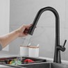 Pull-Out Kitchen Faucet Black Brass Rotatable Spout Tap
