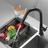 Pull-Out Kitchen Faucet Black Brass Rotatable Spout Tap