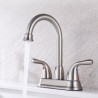 Swan Neck Bathroom Sink Faucet in Stainless Steel Centerset