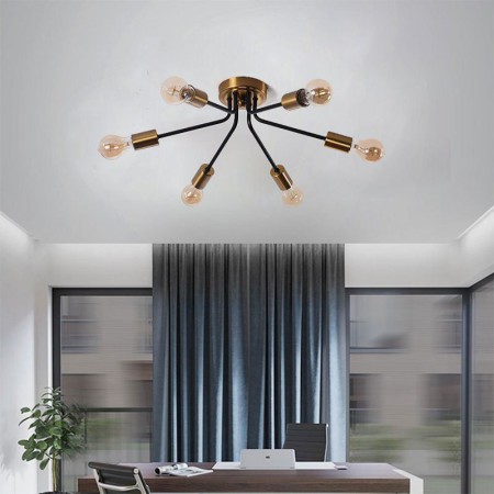 6-Light Semi Flush Mount Ceiling Light Fixture Sputnik Chandelier For Living Room