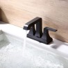 Bathroom Sink Faucet Stainless Steel Centerset Basin Tap Square Appearance Dual Handles